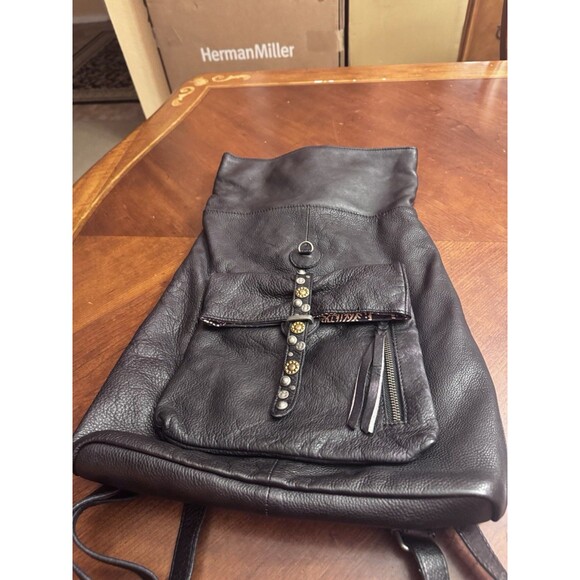 Free People  Backpack in Black Leather